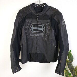 SHIFT Motorcycle Leather Jacket Gear Kevlar Protection size XL Black